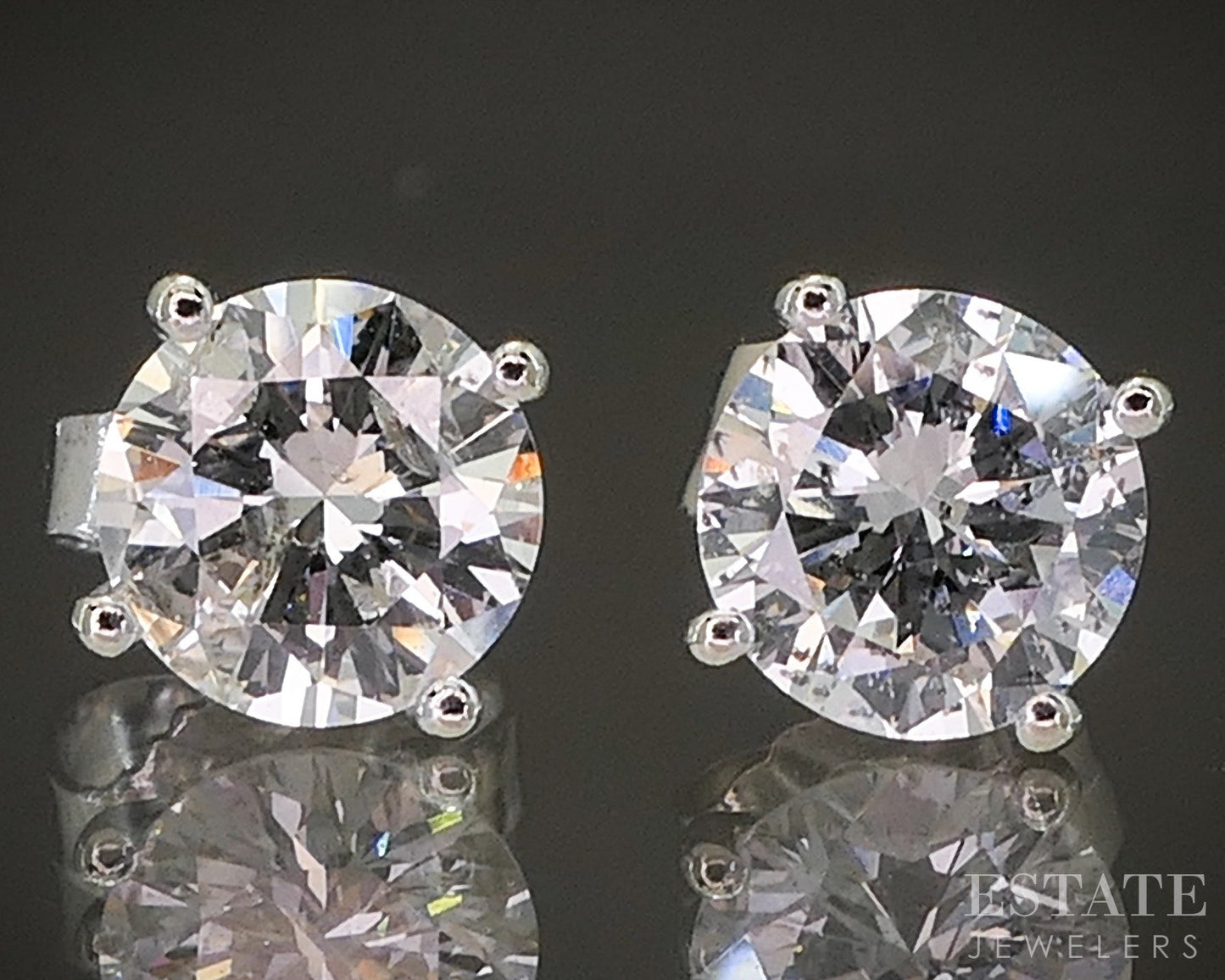 14k White Gold Round Natural 1.00ctw Diamond Stud Earrings p19048