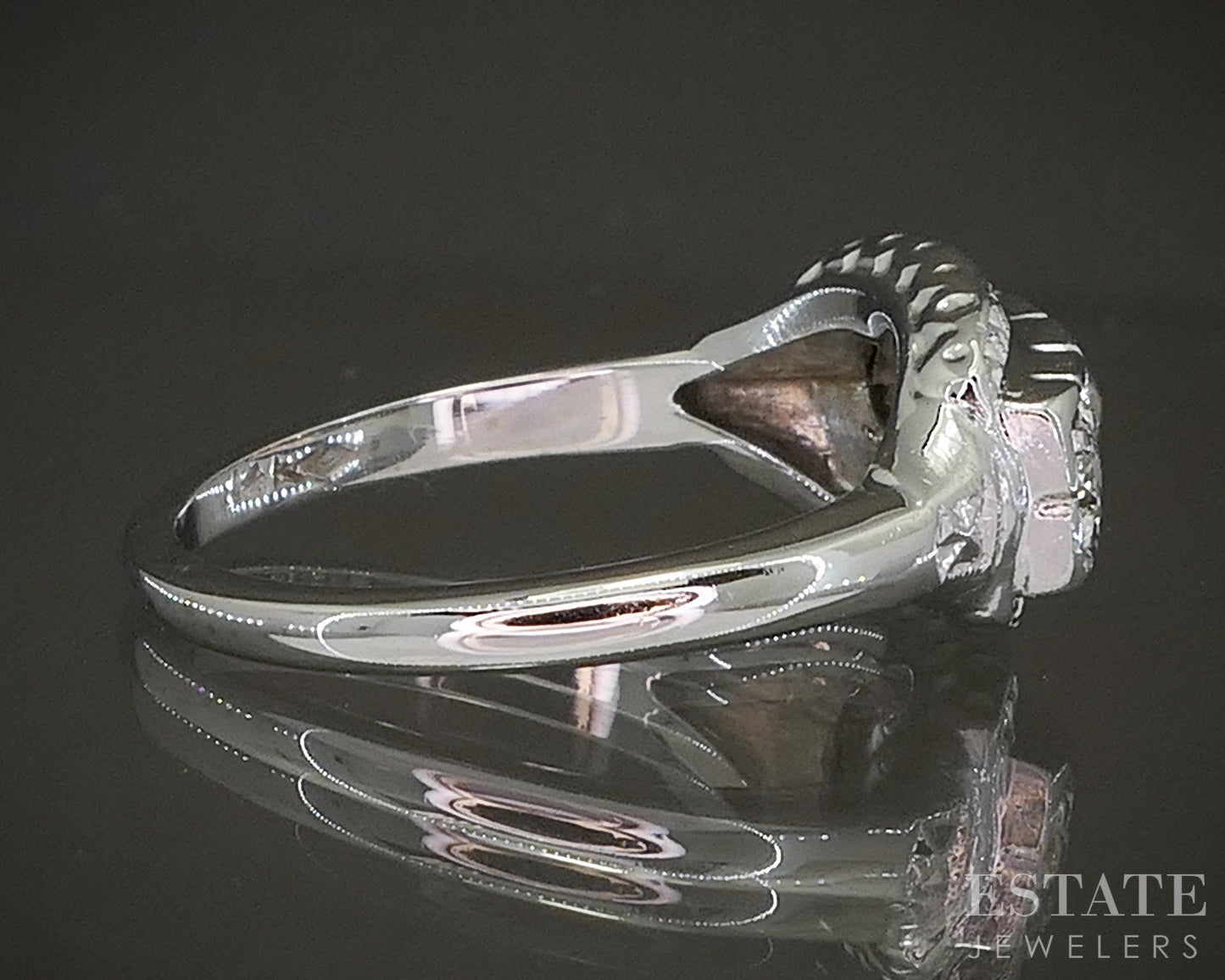 Antique 14k White Gold OEC Natural .40ctw Diamond Engagement Ring 4.2g p20299