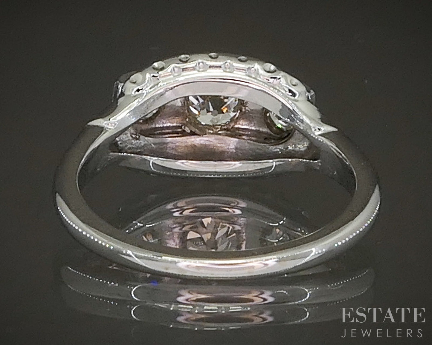 Antique 14k White Gold OEC Natural .40ctw Diamond Engagement Ring 4.2g p20299