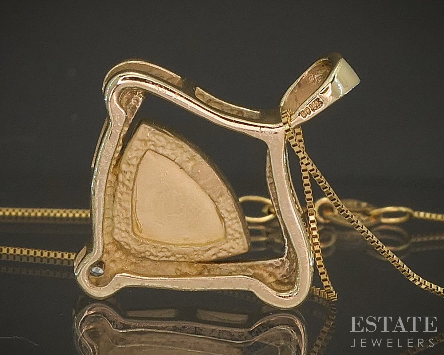 14k Yellow Gold Natural Opal & Diamond Ladies Necklace 4.5g 18"L p21050