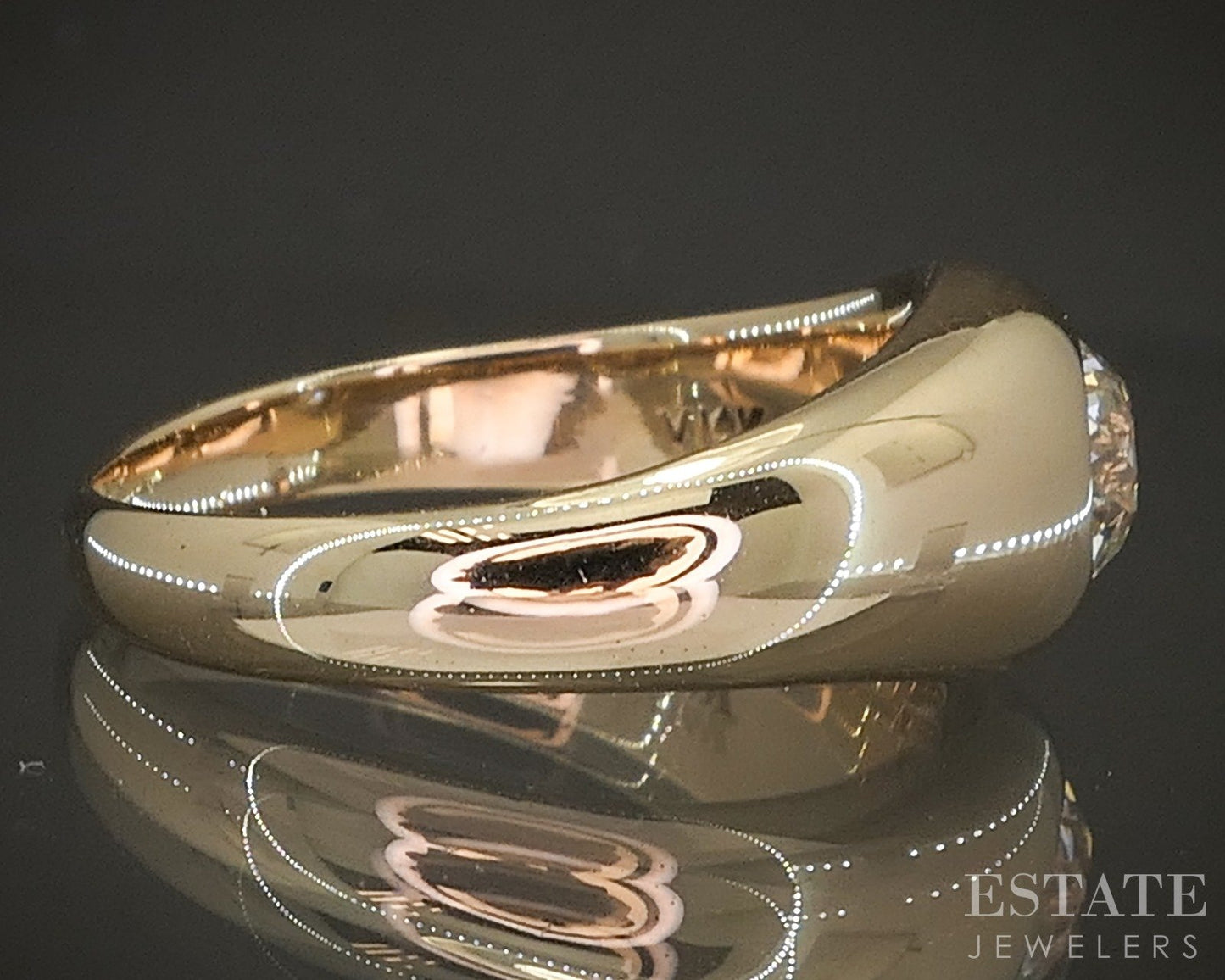 14k Yellow Gold OEC Natural .85ct Diamond Solitaire Gypsy Ring 5.7g p18608