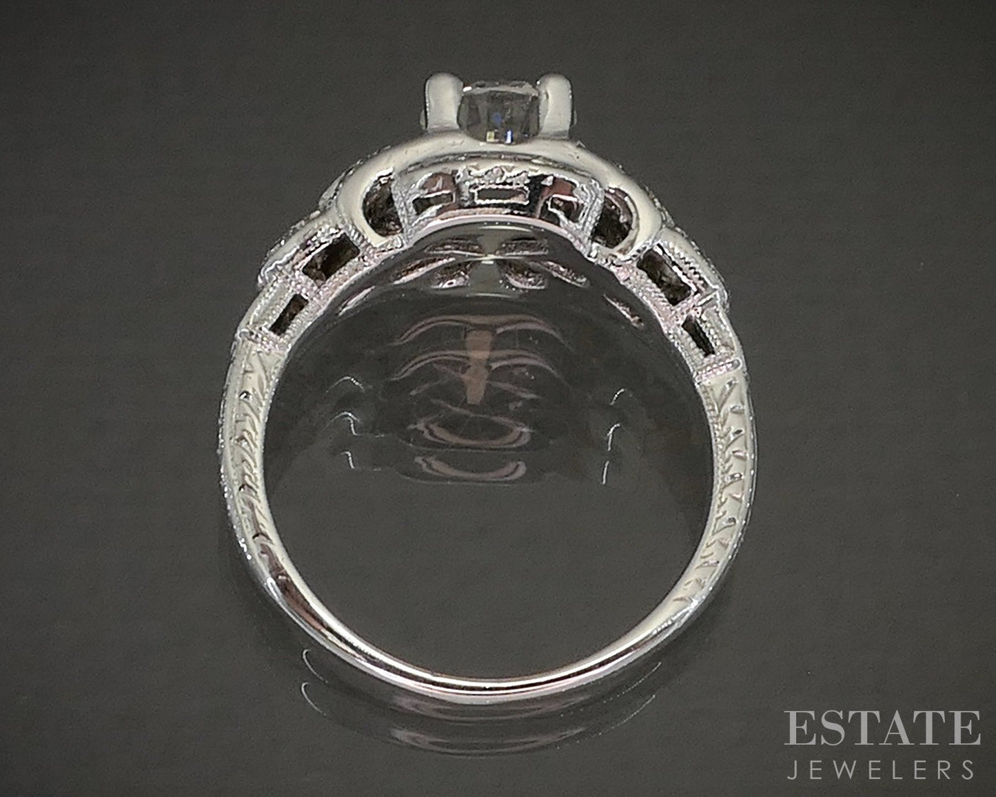 Vintage 14k White Gold Round Natural 1.18ctw Diamond Engagement Ring 4.1g p18609