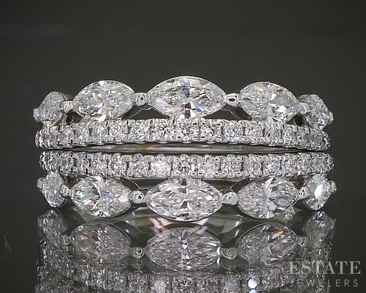 Matching 14k White Gold Lab Created 1.5ctw Diamond Wedding Band Set 7.4g p20468