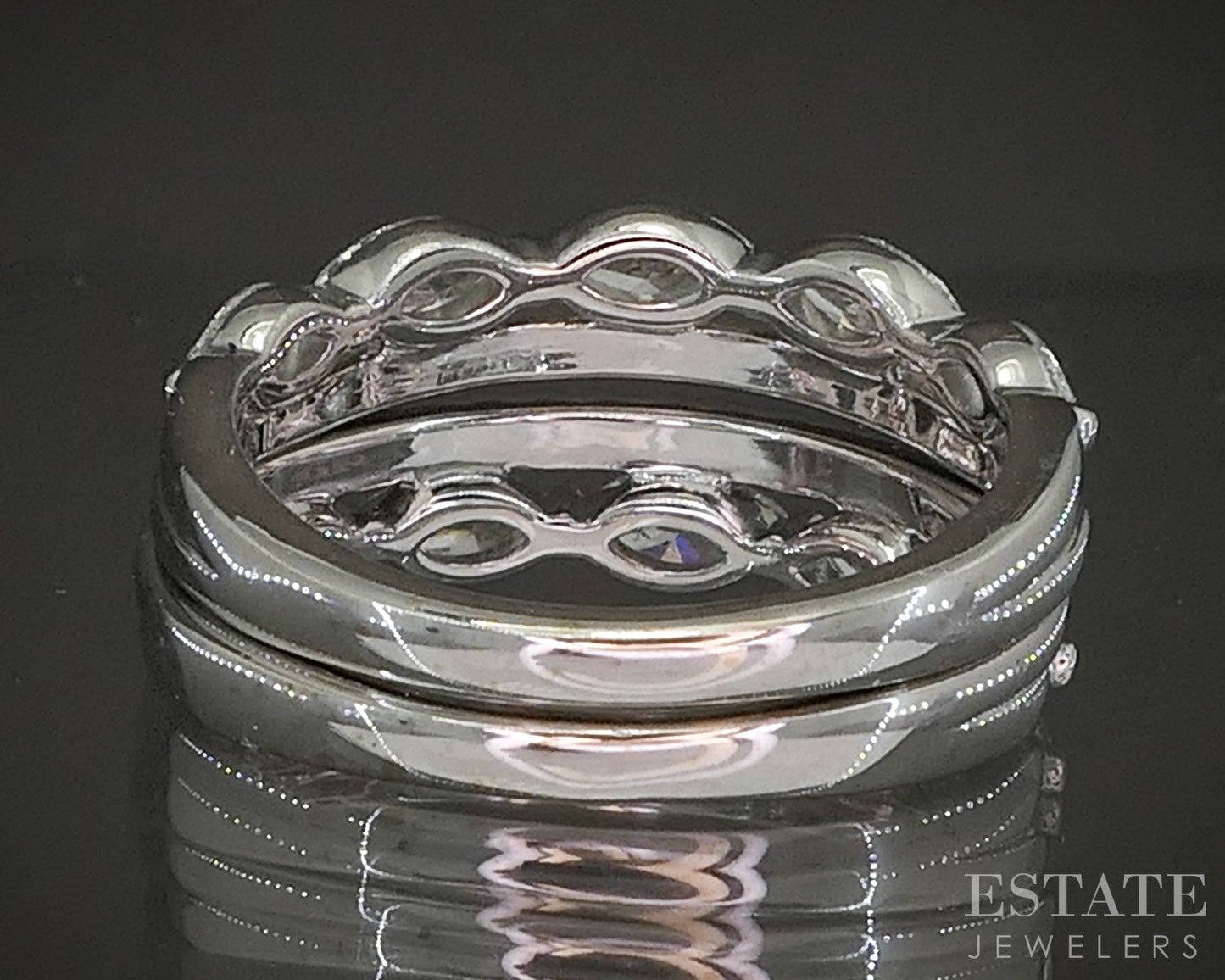 Matching 14k White Gold Lab Created 1.5ctw Diamond Wedding Band Set 7.4g p20468