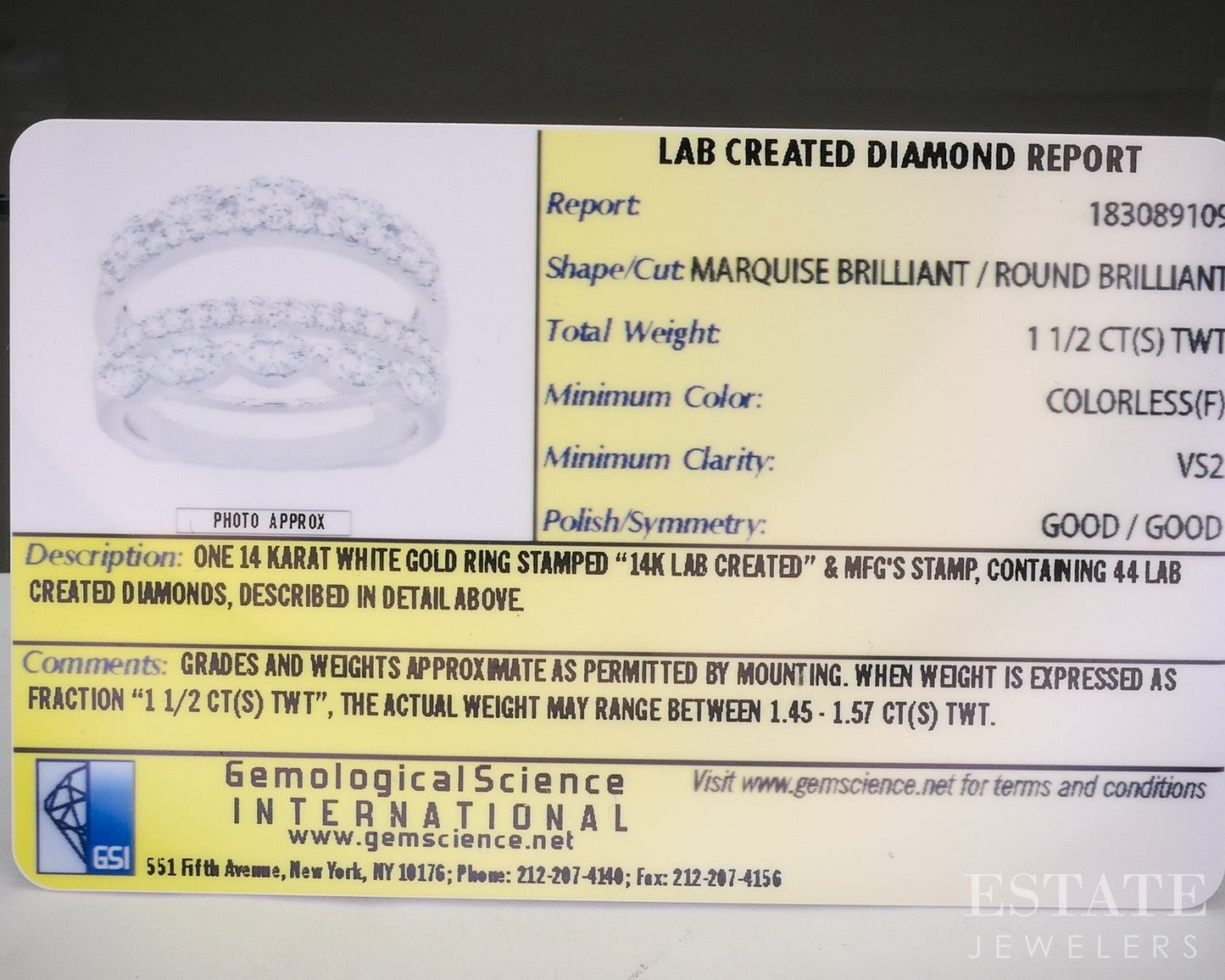 Matching 14k White Gold Lab Created 1.5ctw Diamond Wedding Band Set 7.4g p20468