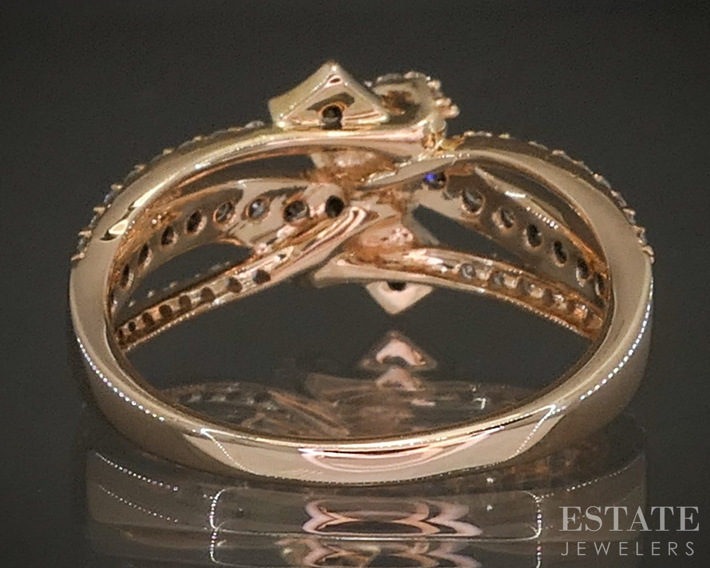 14k Strawberry Gold LeVian .70ctw Chocolate & Vanilla Diamond Ring p21526