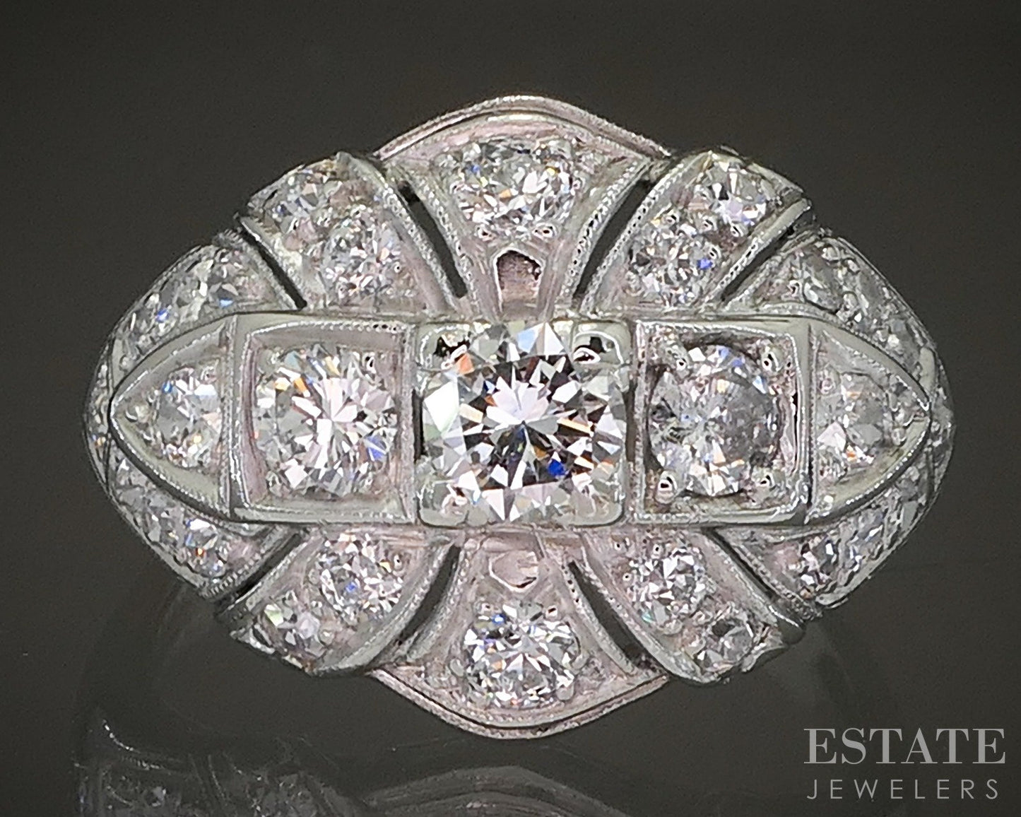 Antique Art Deco Platinum Natural .75ctw Diamond Engagement Ring 5.6g p20128