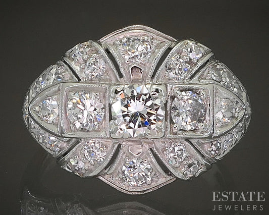 Antique Art Deco Platinum Natural .75ctw Diamond Engagement Ring 5.6g p20128