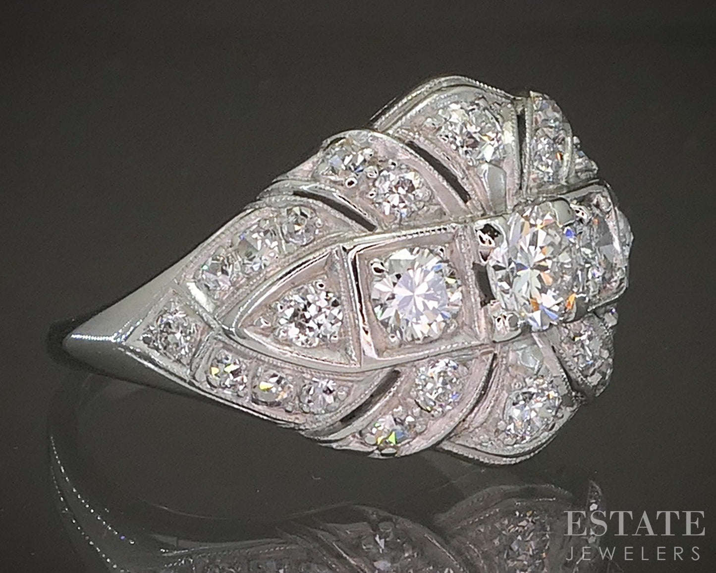 Antique Art Deco Platinum Natural .75ctw Diamond Engagement Ring 5.6g p20128