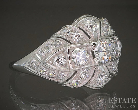 Antique Art Deco Platinum Natural .75ctw Diamond Engagement Ring 5.6g p20128
