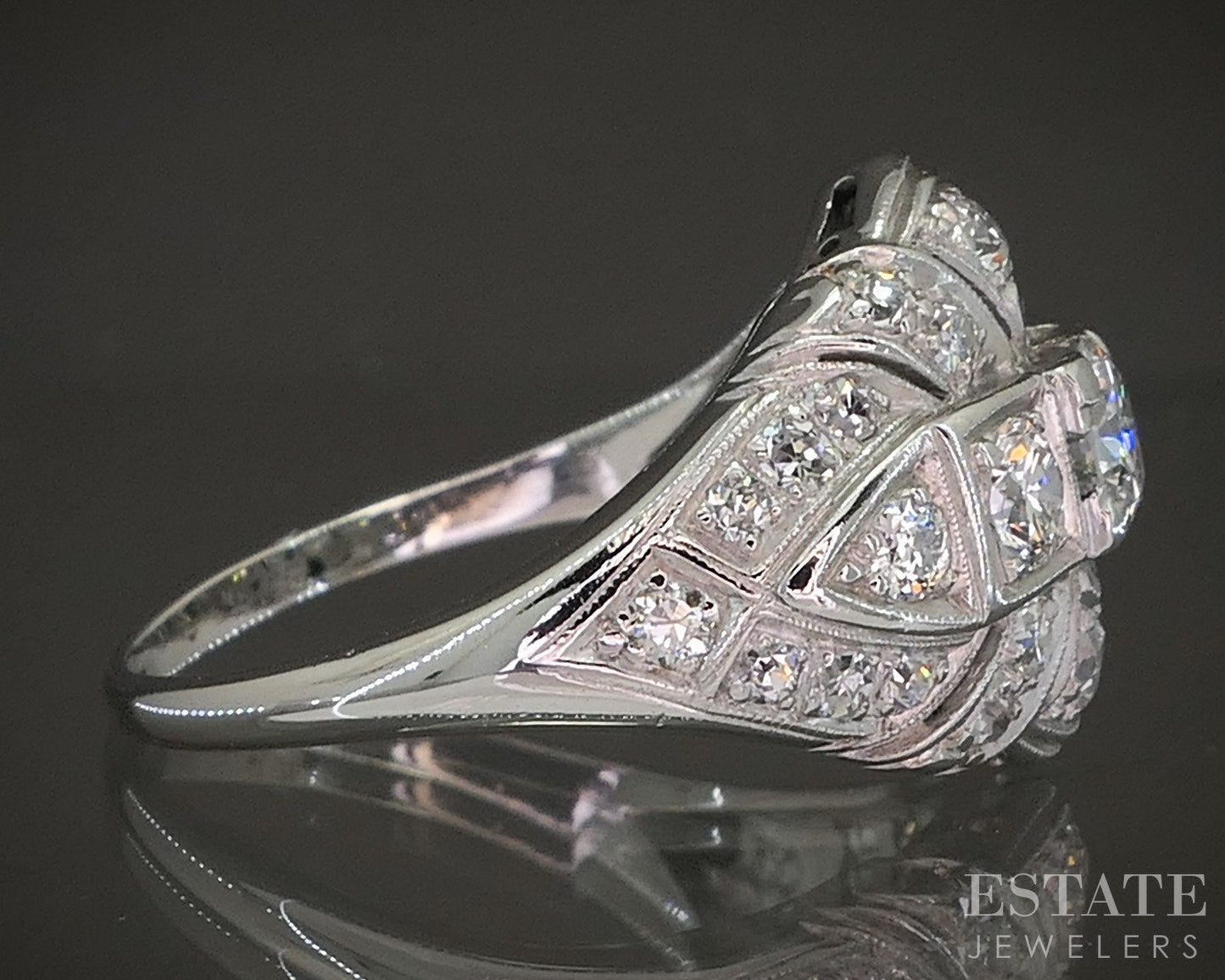 Antique Art Deco Platinum Natural .75ctw Diamond Engagement Ring 5.6g p20128