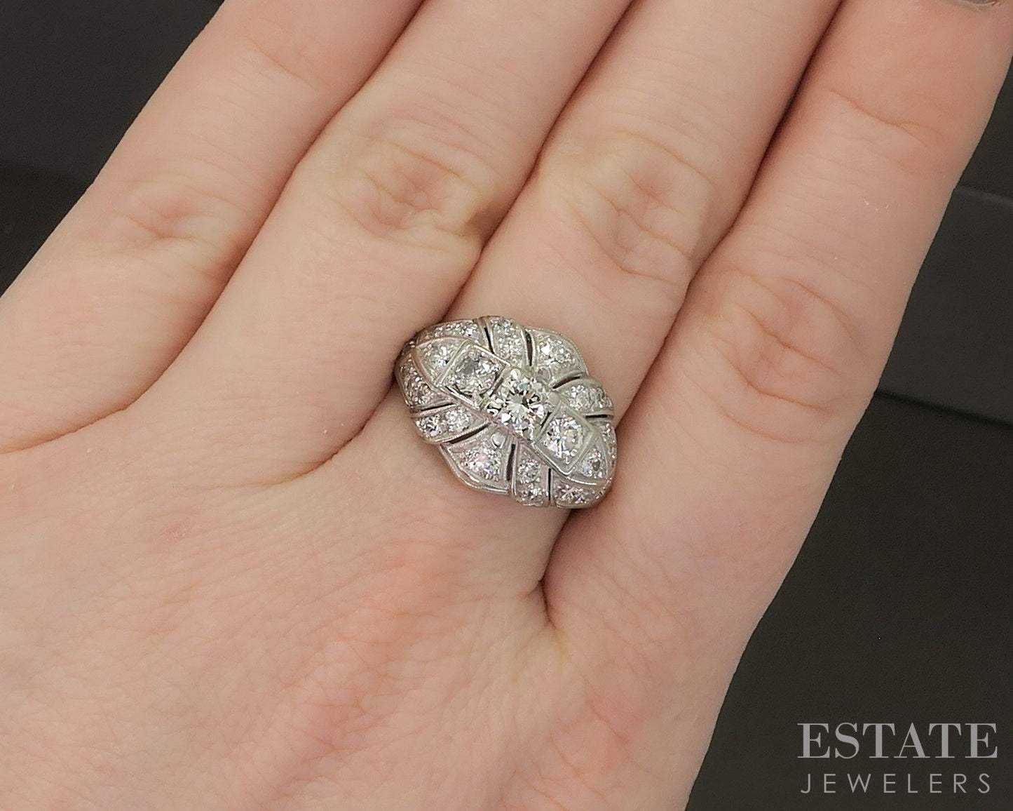 Antique Art Deco Platinum Natural .75ctw Diamond Engagement Ring 5.6g p20128