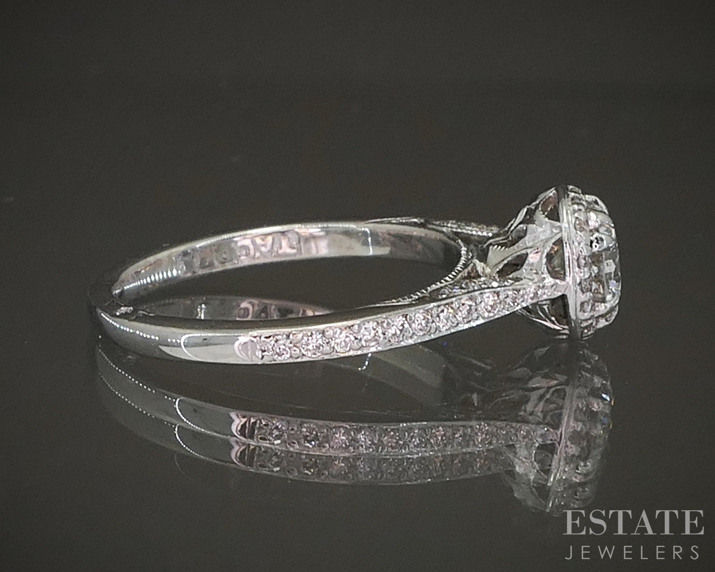 18k White Gold Round Natural 1.02ctw Diamond Tacori Engagement Ring 3g p18750
