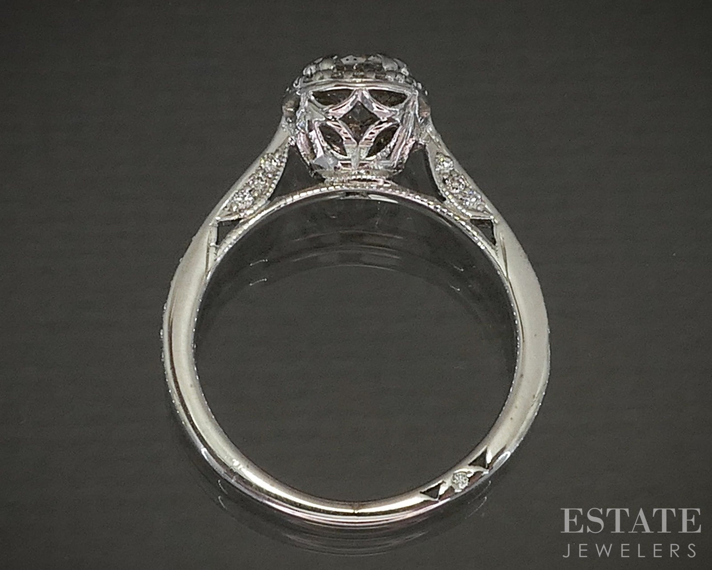18k White Gold Round Natural 1.02ctw Diamond Tacori Engagement Ring 3g p18750