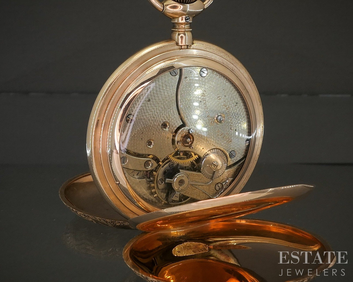 Antique Solid 14k Yellow Gold Ball Standard 18s Hunters Pocket Watch p23032
