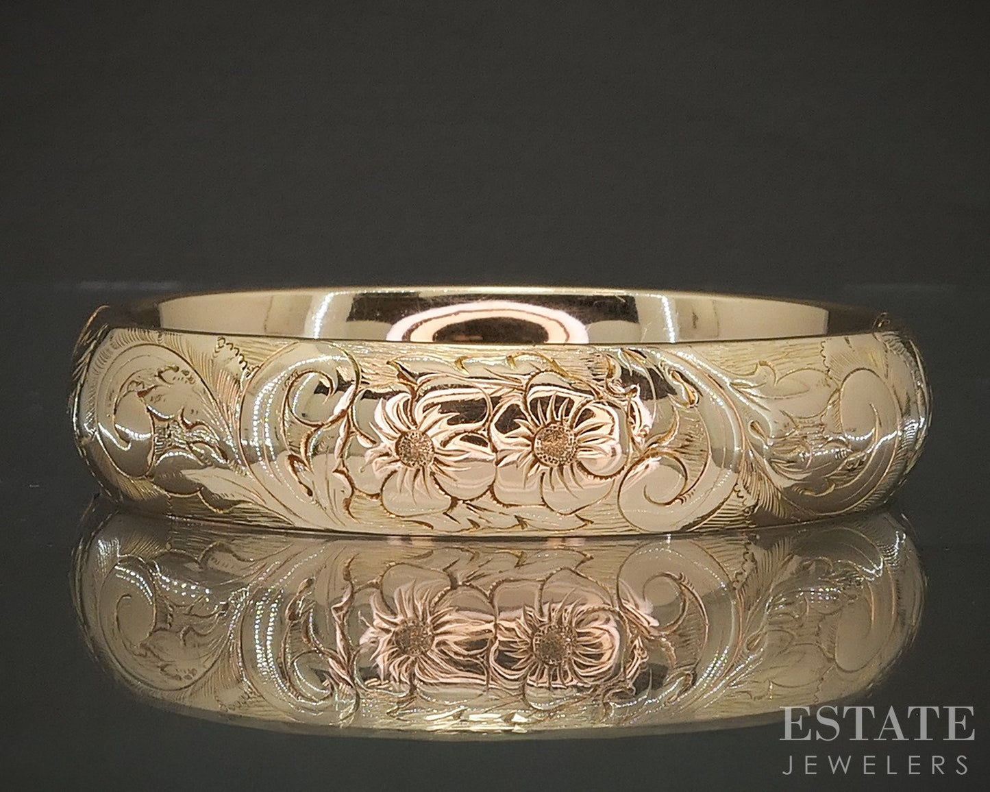 Antique Victorian Gold Filled Engraved Floral Bangle Bracelet 24g p20033