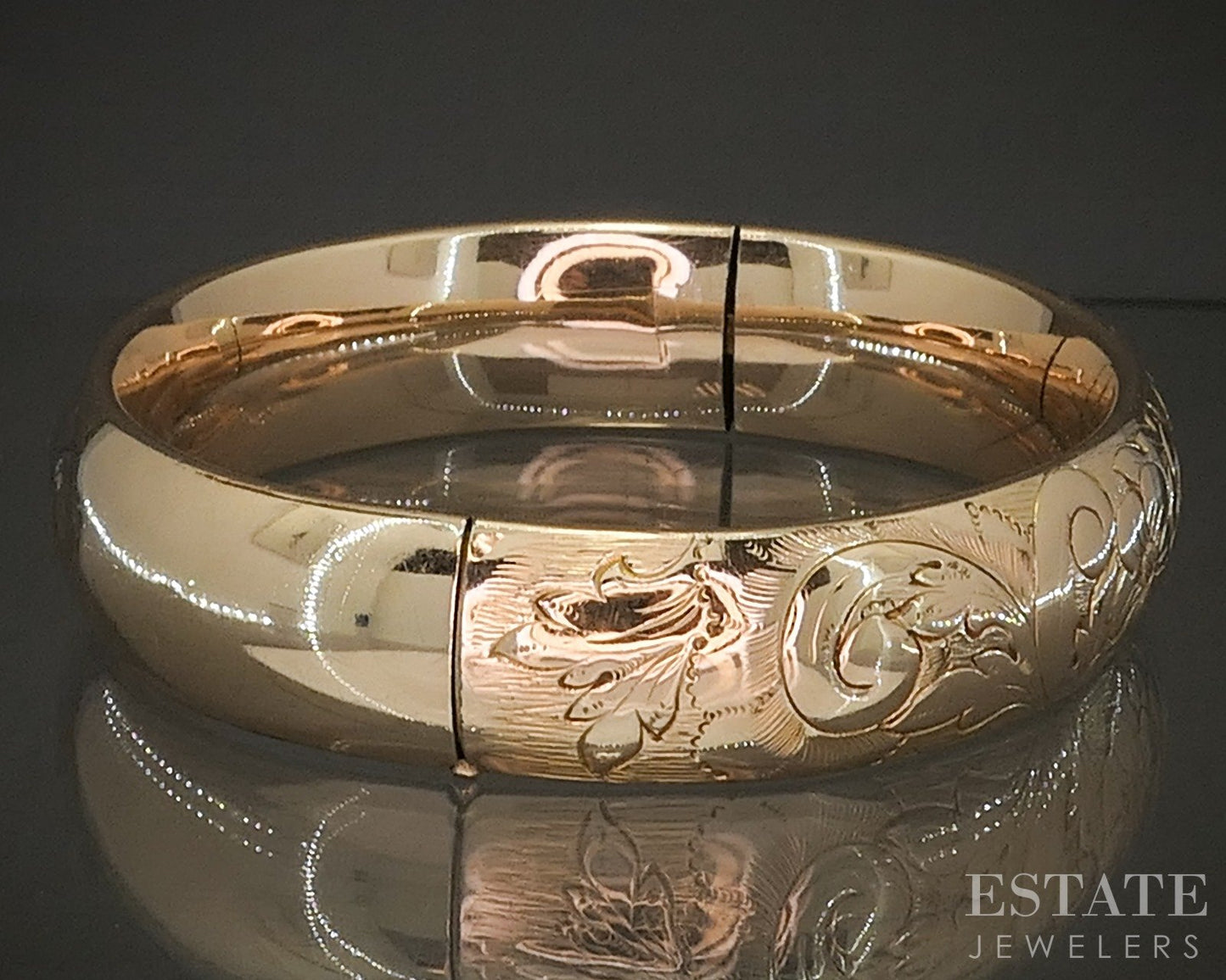 Antique Victorian Gold Filled Engraved Floral Bangle Bracelet 24g p20033
