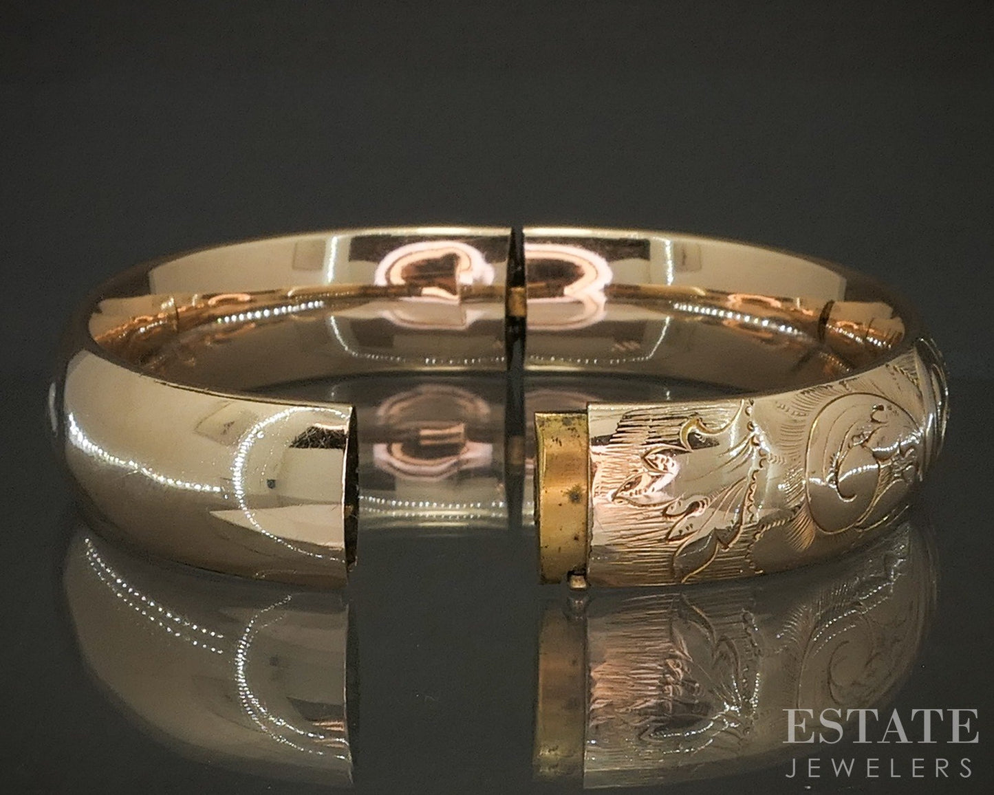 Antique Victorian Gold Filled Engraved Floral Bangle Bracelet 24g p20033