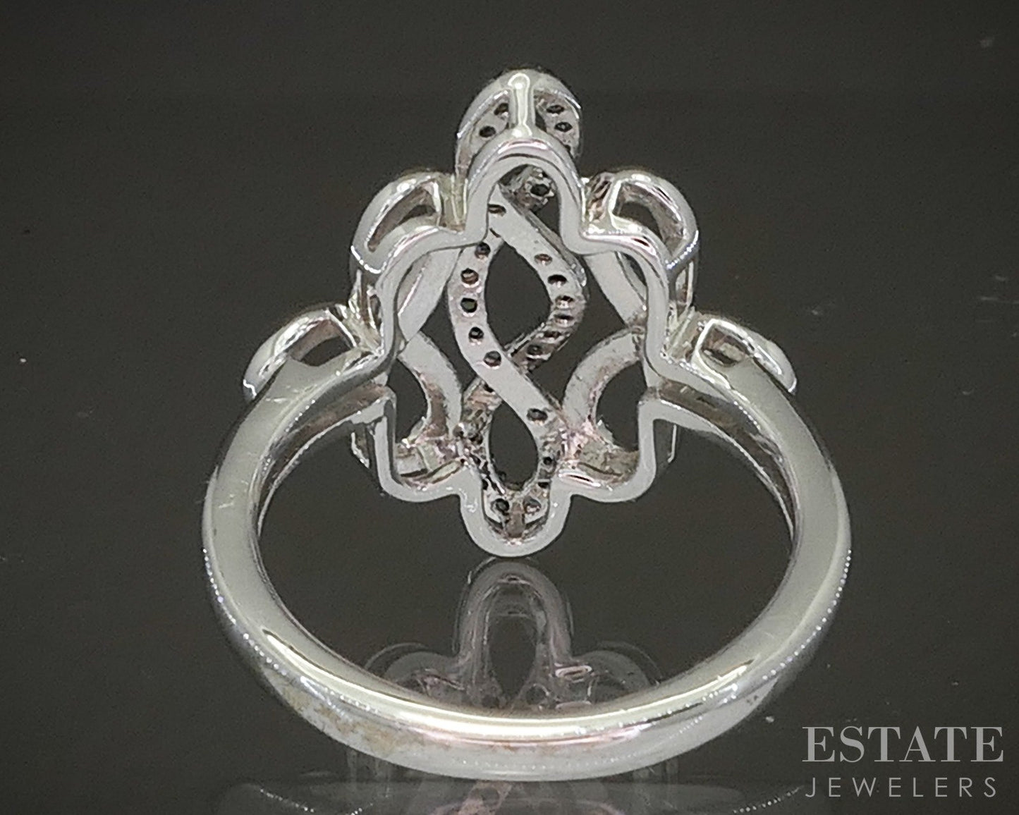 Sterling Silver Natural Blue Diamond Free Form Ladies Ring 3.7g p20035