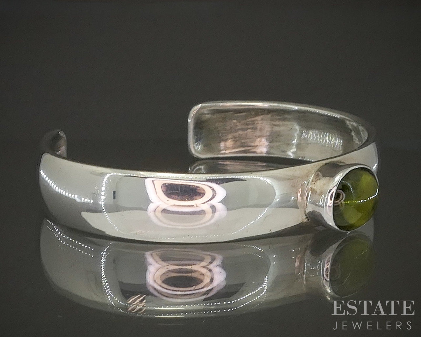 Vintage Sterling Paul Livingston Natural Peridot Navajo Cuff Bracelet 32g p20034