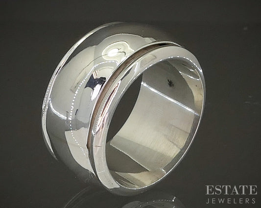 Vintage Sterling Silver 12mm Spinning Ladies Band Ring 13.7g p20019