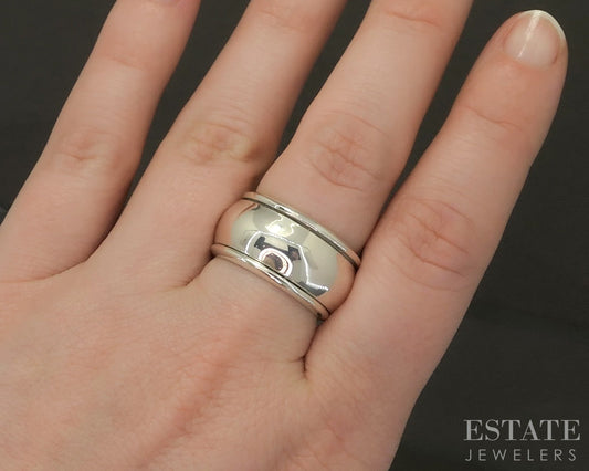 Vintage Sterling Silver 12mm Spinning Ladies Band Ring 13.7g p20019