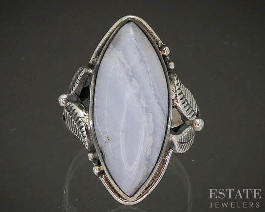 Vintage Sterling Natural Agate Navajo Ladies Ring 7.2g p20007