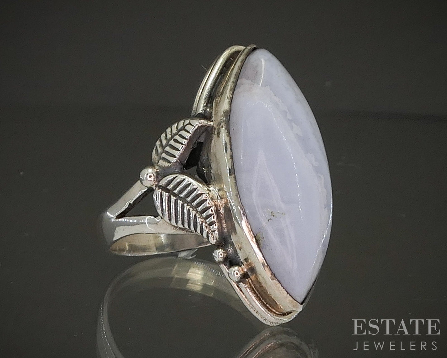 Vintage Sterling Natural Agate Navajo Ladies Ring 7.2g p20007
