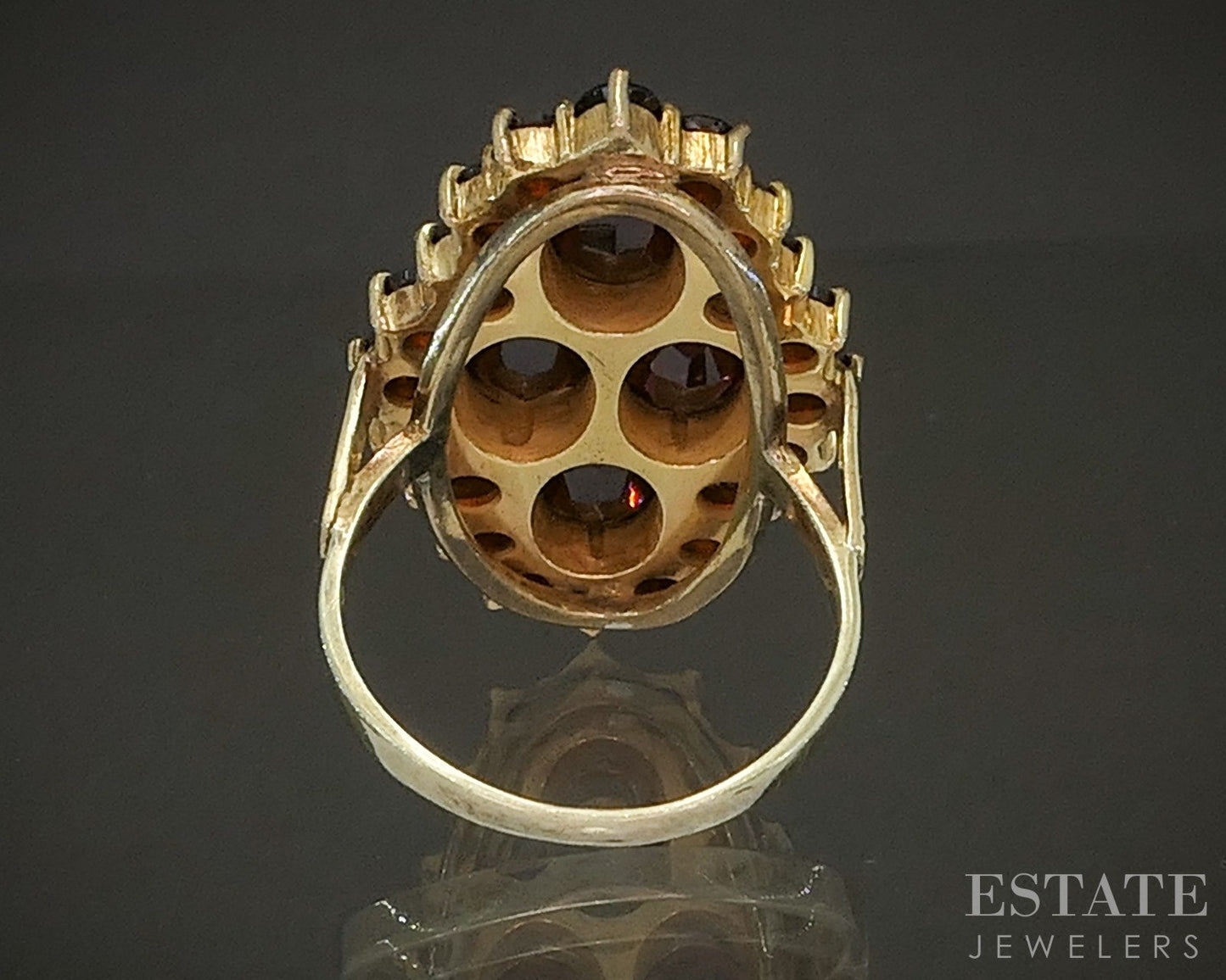 Antique Victorian 14k Yellow Gold Shank Bohemian Garnet Cluster Ring 5.1g p20031