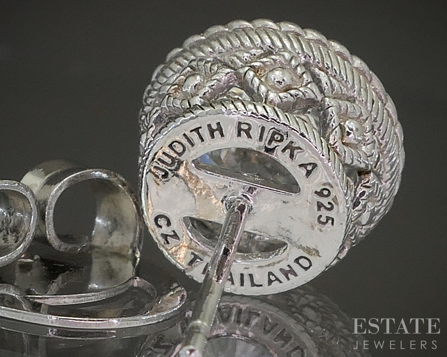 Sterling Silver Judith Ripka Round CZ Button Stud Earrings 5.4g p21480