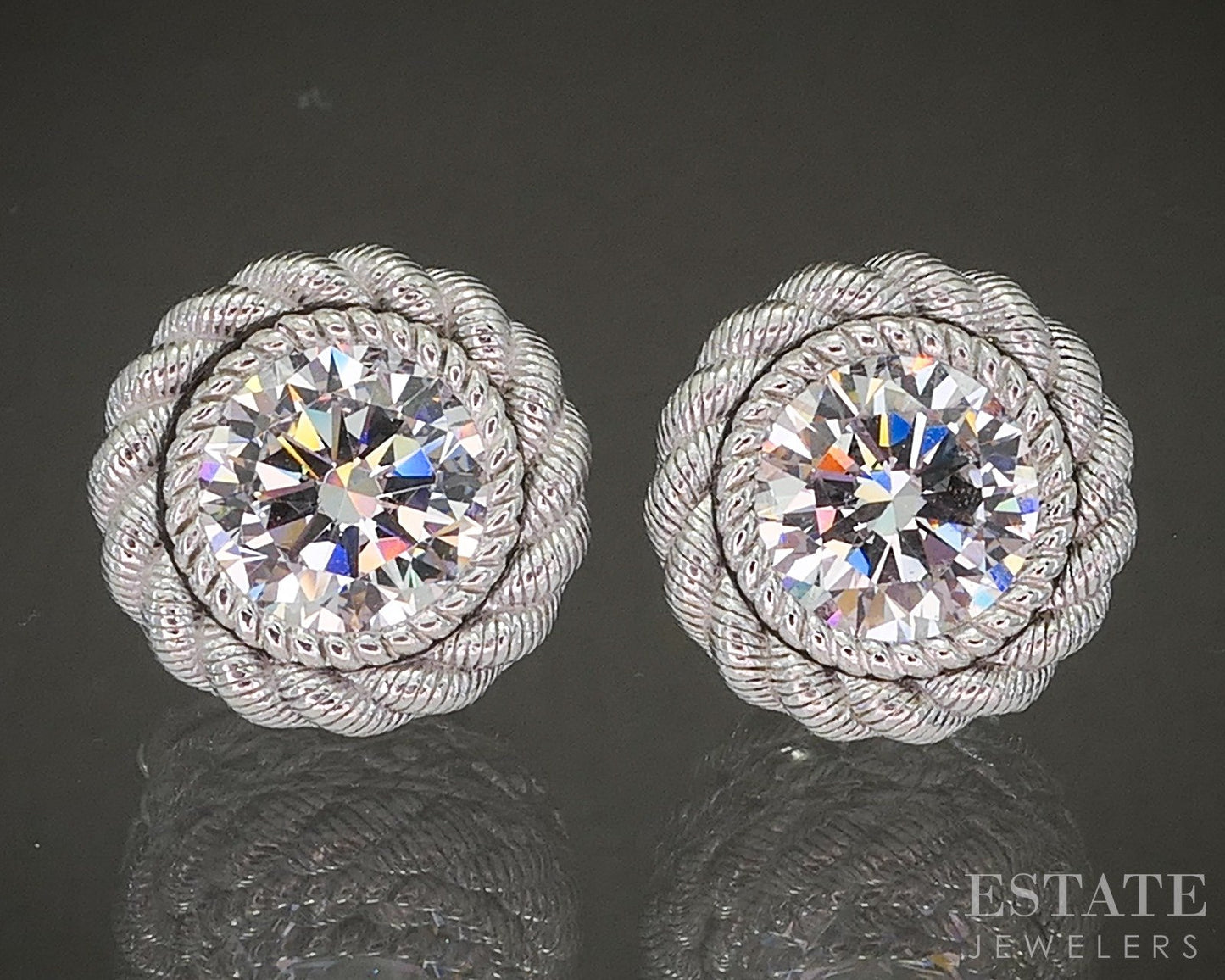 Sterling Silver Judith Ripka Round CZ Jacket Stud Earrings 11.1g p21481