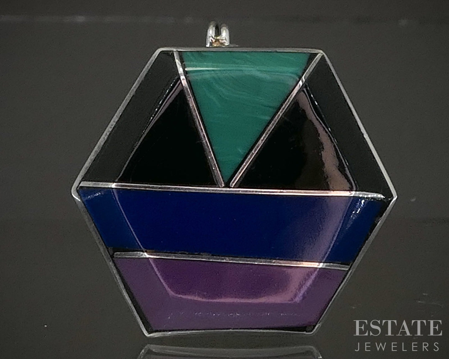 Vintage Sterling Silver Mexico Multi Gem Pill Box 22.8g p20018