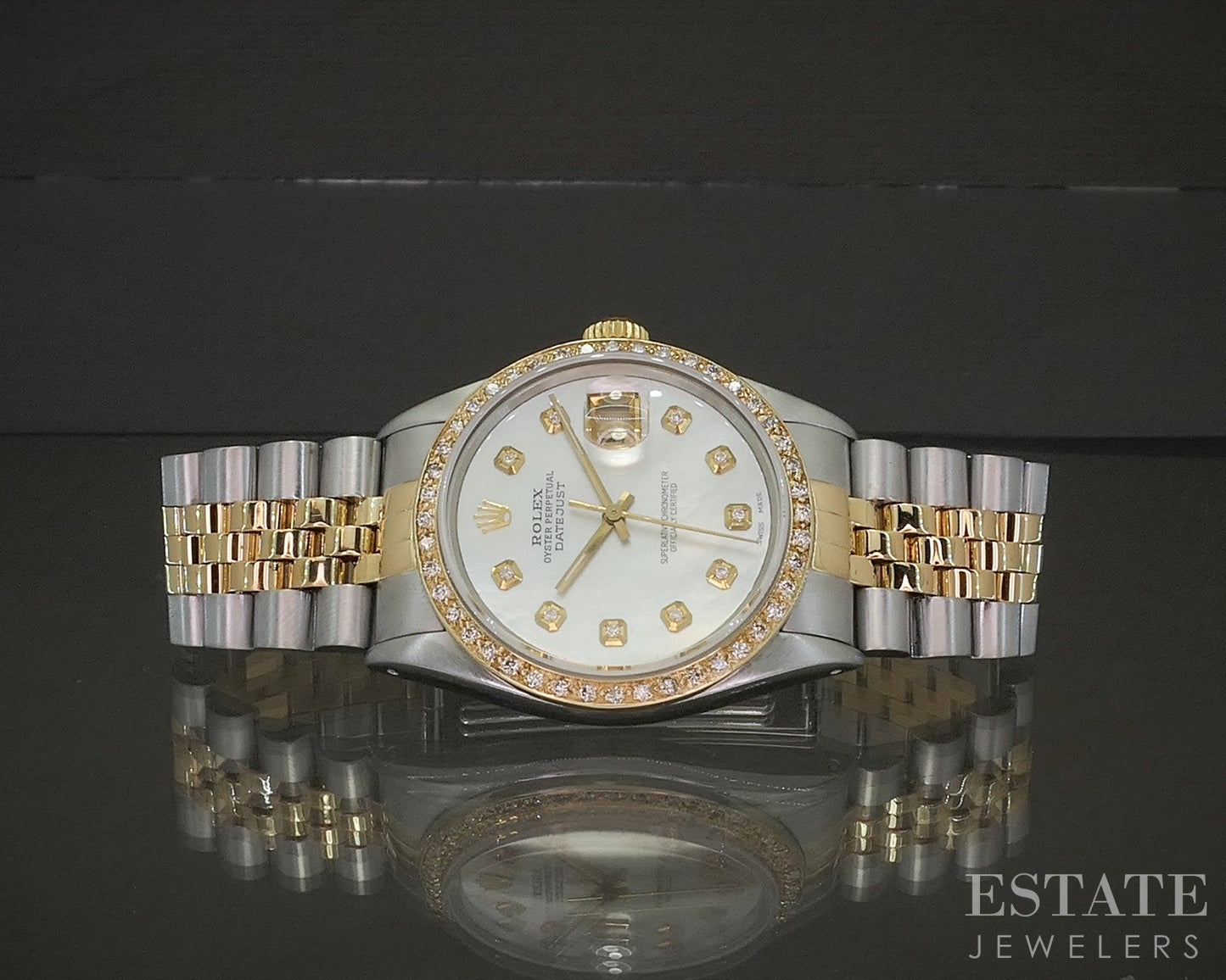 1987 Rolex Datejust 16013 Two Tone MOP Diamond 36mm Watch p22884