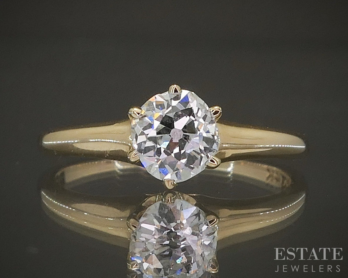 Antique 14k Yellow Gold OEC .10ct Diamond Solitaire Belcher Ring 2.4g i20228