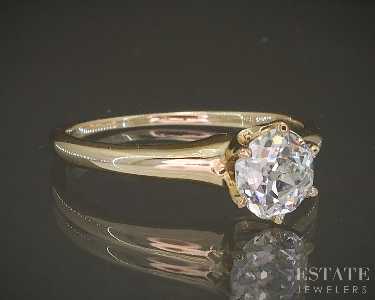 Antique 14k Yellow Gold OEC .10ct Diamond Solitaire Belcher Ring 2.4g i20228