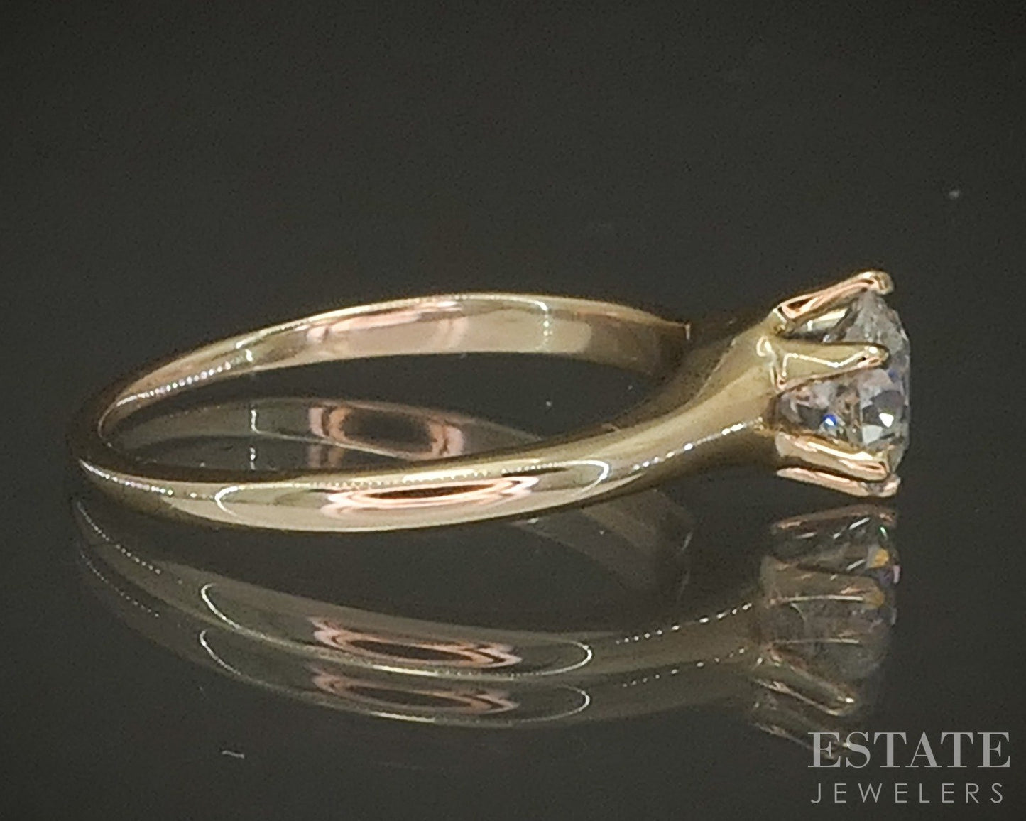 Antique 14k Yellow Gold OEC .10ct Diamond Solitaire Belcher Ring 2.4g i20228
