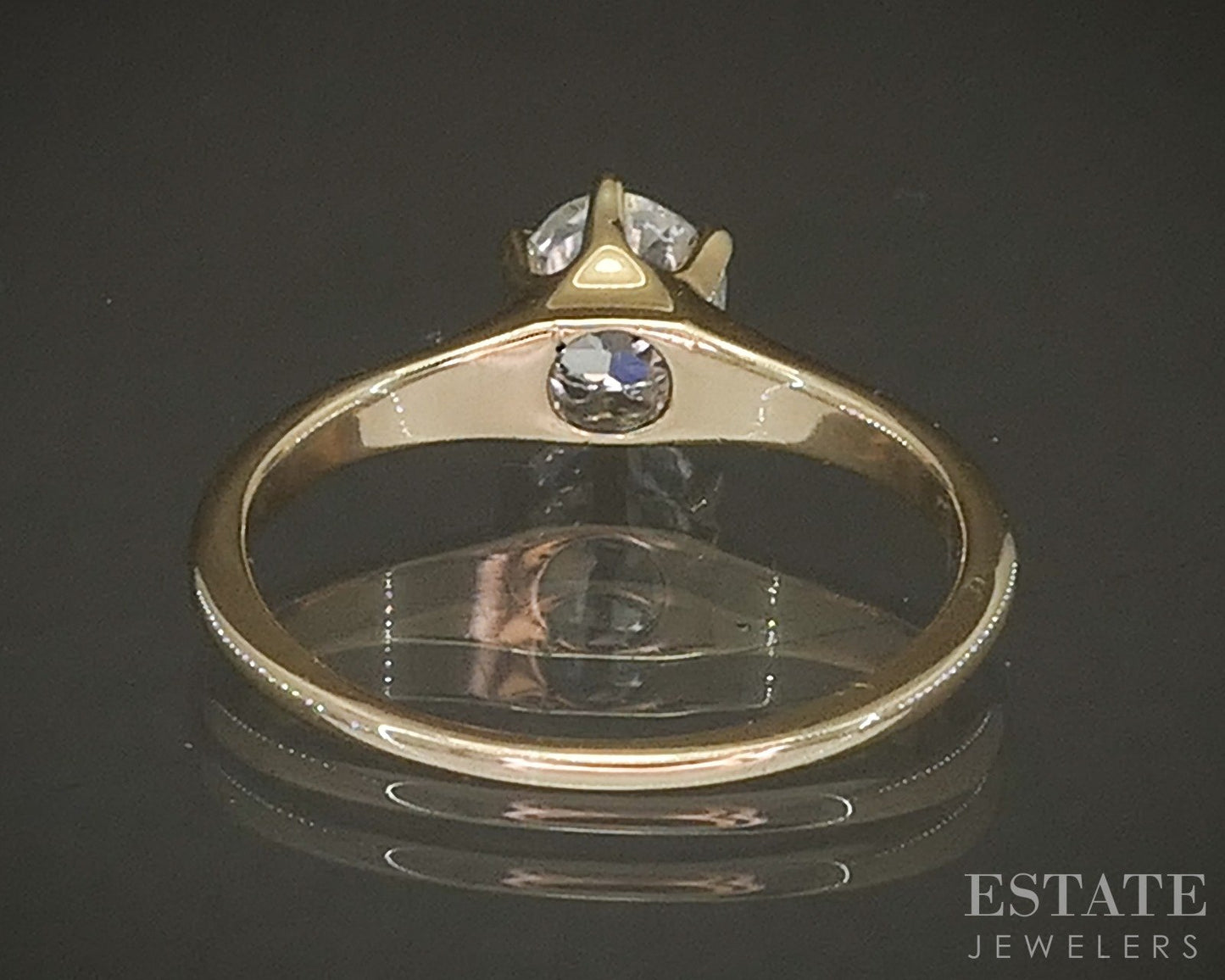 Antique 14k Yellow Gold OEC .10ct Diamond Solitaire Belcher Ring 2.4g i20228