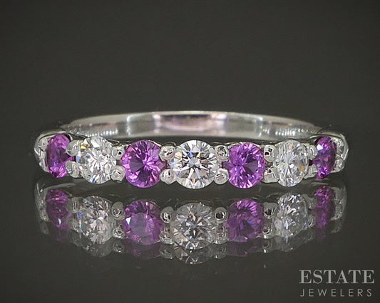 Platinum Tiffany & Co. Natural Pink Sapphire & Diamond Ladies Band 3.7g p24352