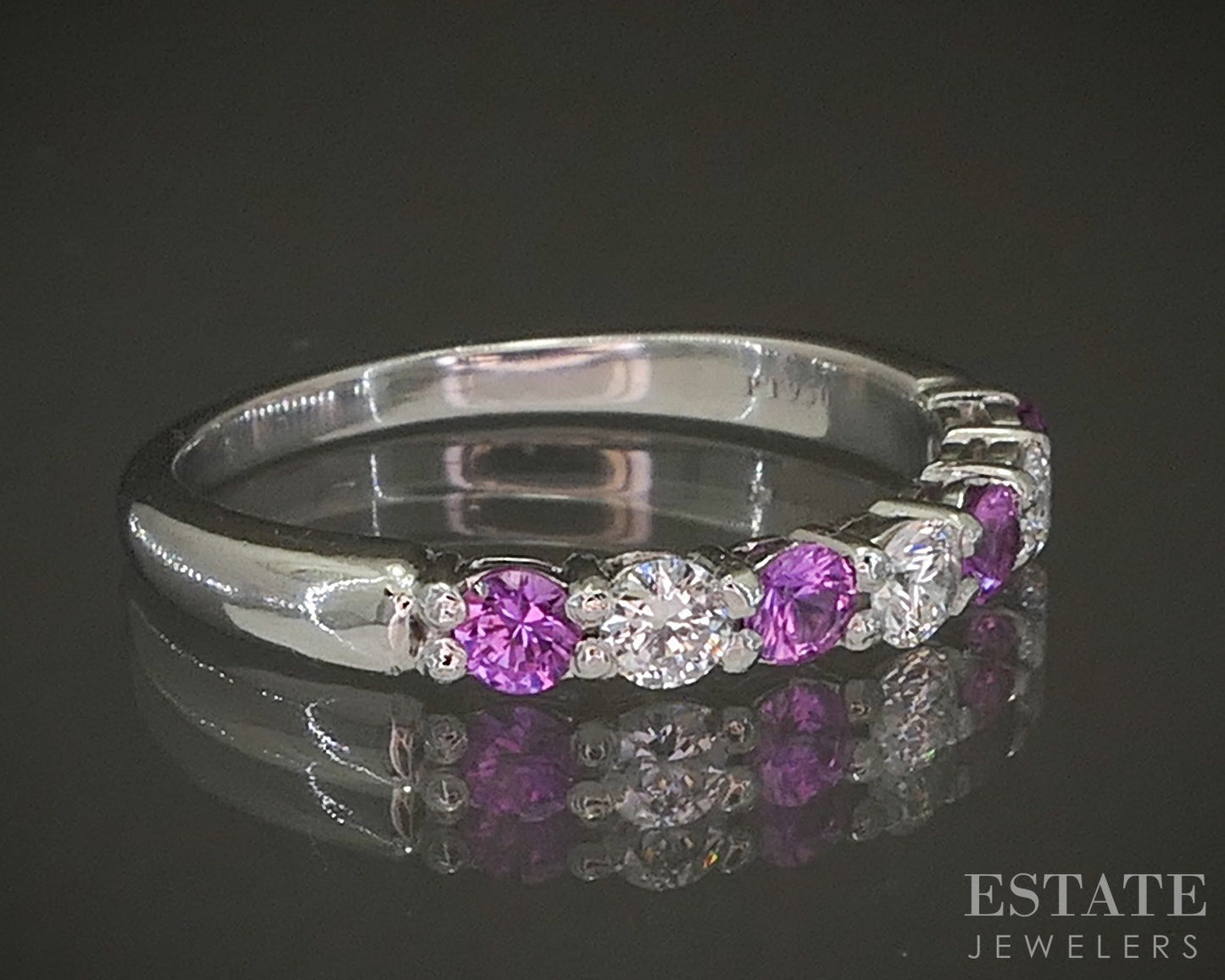 Platinum Tiffany & Co. Natural Pink Sapphire & Diamond Ladies Band 3.7g p24352