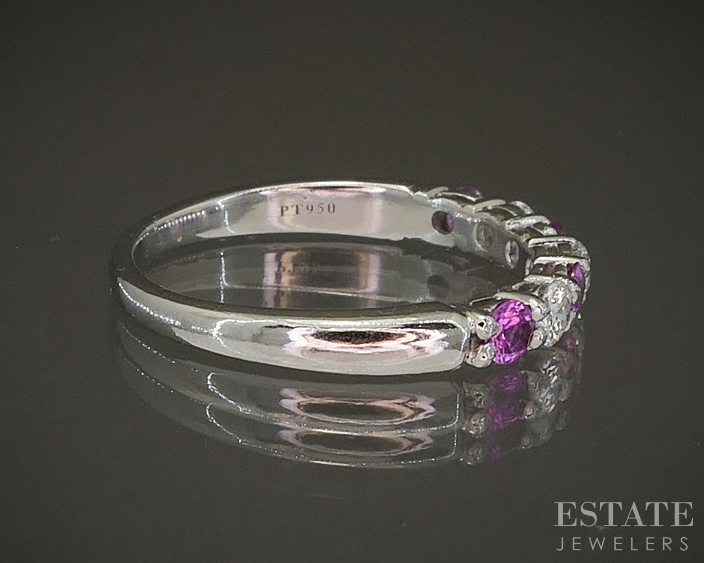 Platinum Tiffany & Co. Natural Pink Sapphire & Diamond Ladies Band 3.7g p24352