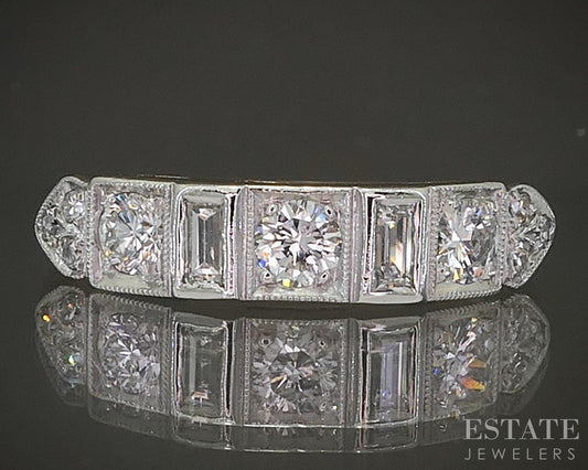 Antique 14k Two Tone Gold Natural .39ctw Diamond Ladies Wedding Band 2.8g p20281