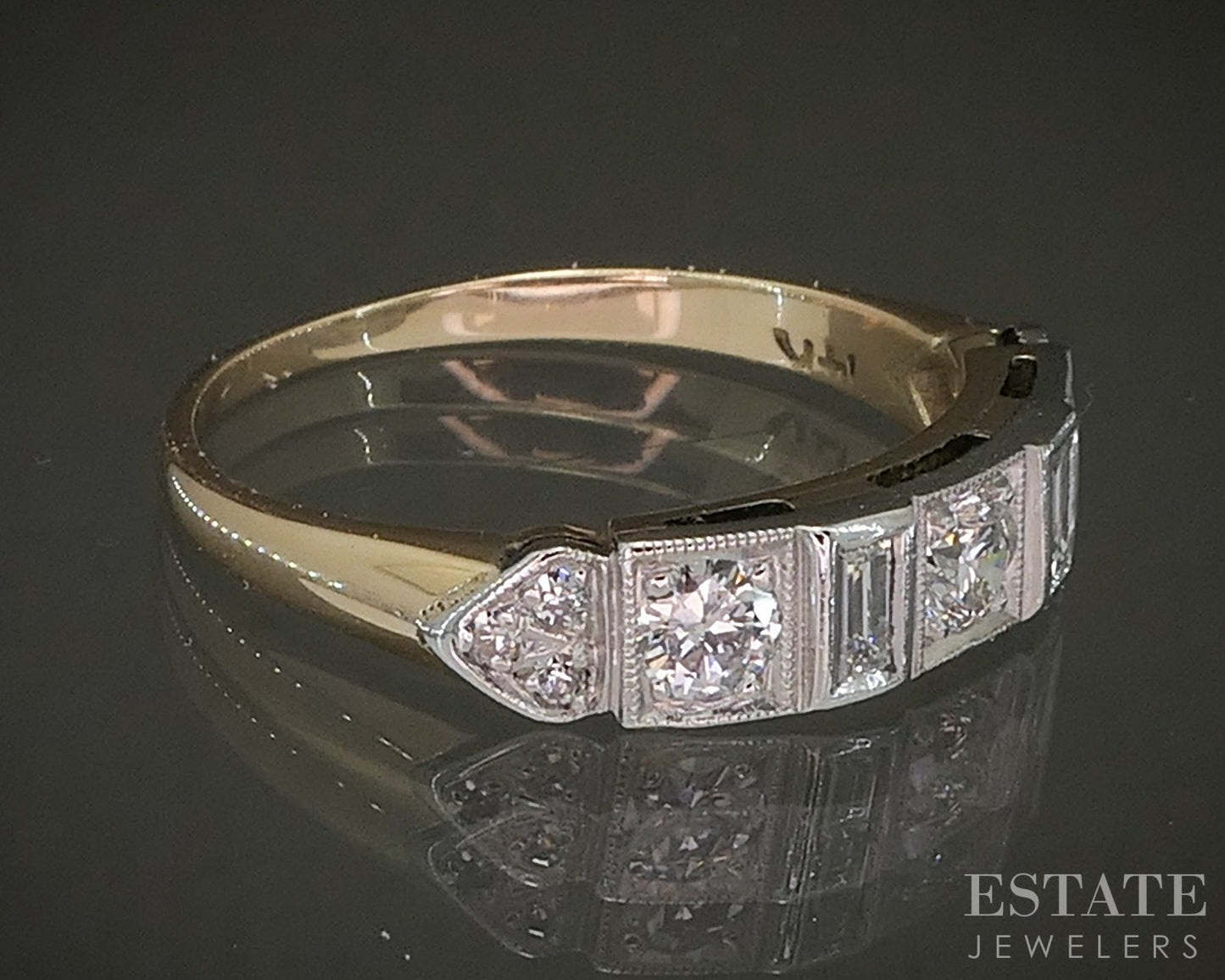 Antique 14k Two Tone Gold Natural .39ctw Diamond Ladies Wedding Band 2.8g p20281