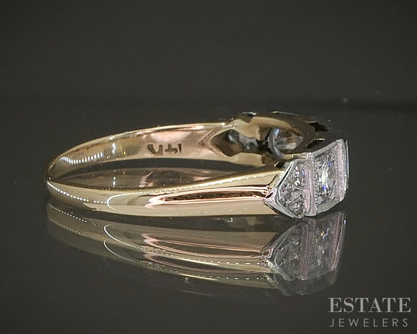 Antique 14k Two Tone Gold Natural .39ctw Diamond Ladies Wedding Band 2.8g p20281