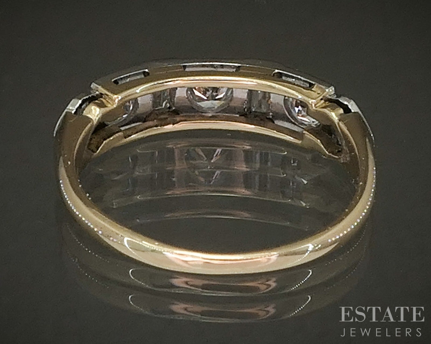 Antique 14k Two Tone Gold Natural .39ctw Diamond Ladies Wedding Band 2.8g p20281