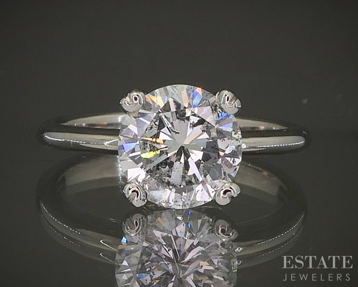 14k White Gold Round Natural 2.04ct Diamond Solitaire Engagement Ring 4g p24309