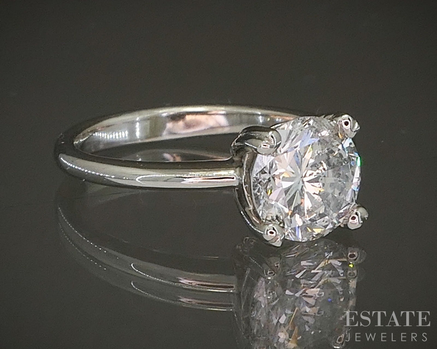 14k White Gold Round Natural 2.04ct Diamond Solitaire Engagement Ring 4g p24309