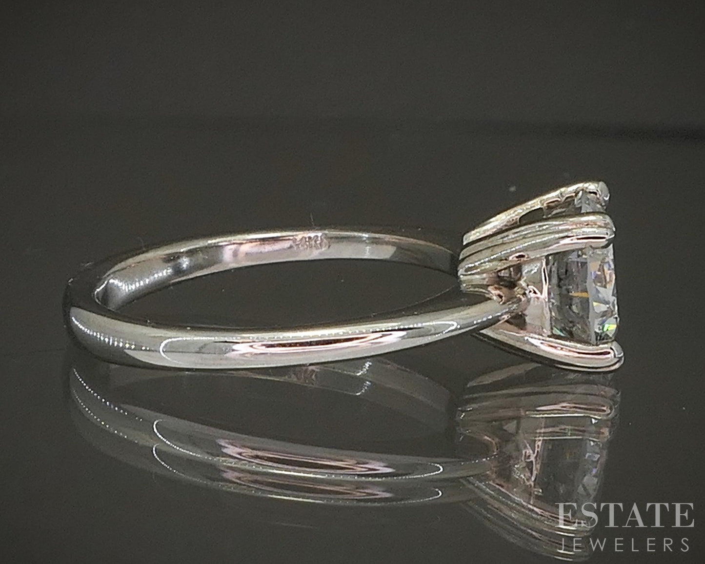 14k White Gold Round Natural 2.04ct Diamond Solitaire Engagement Ring 4g p24309
