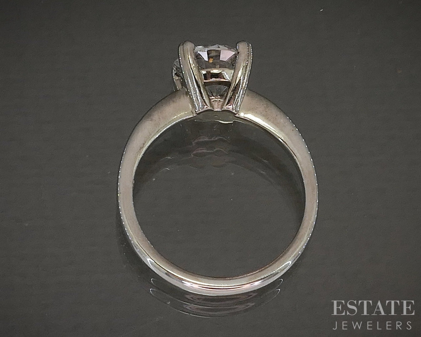 14k White Gold Round Natural 2.04ct Diamond Solitaire Engagement Ring 4g p24309