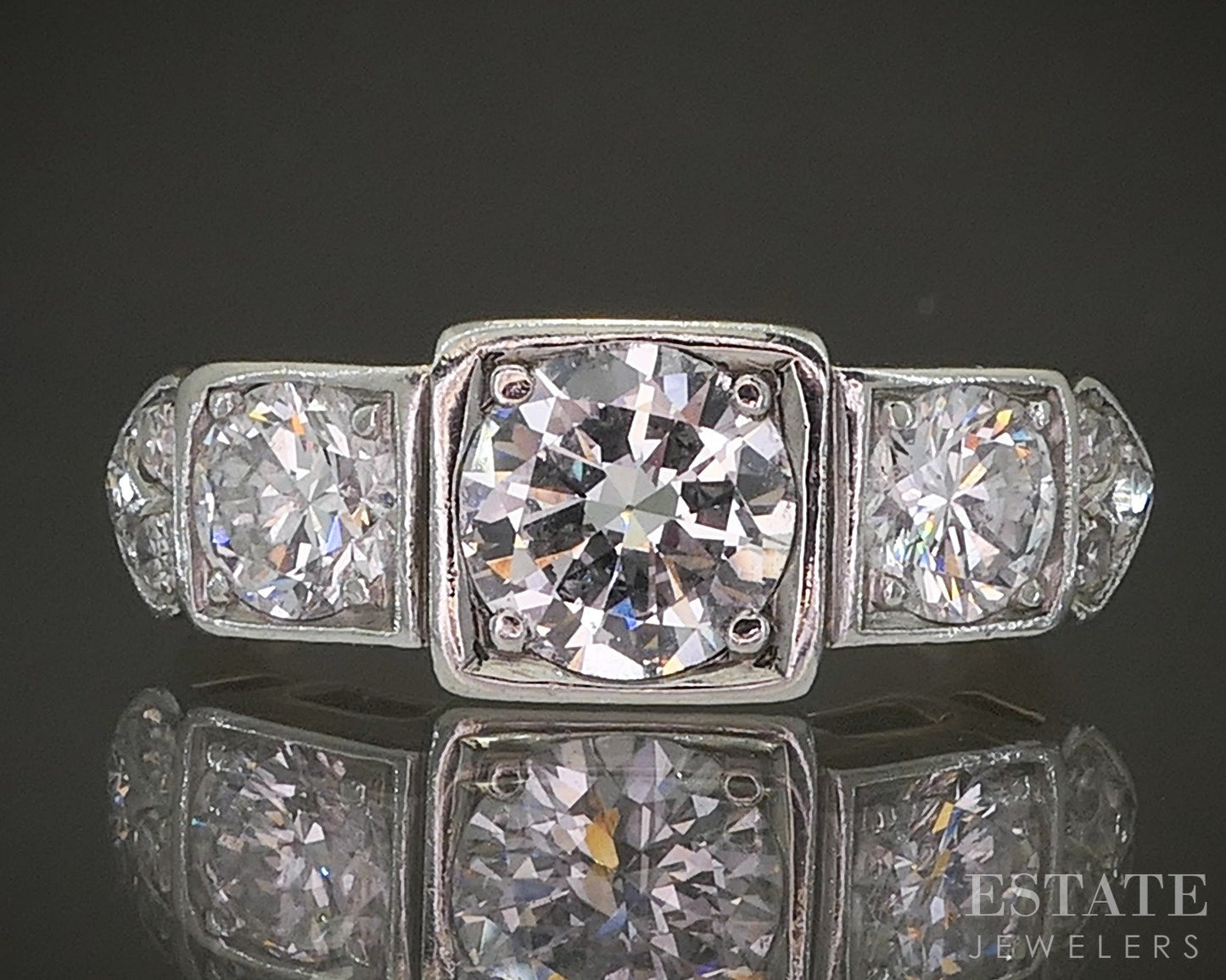 Antique 14k Two Tone Gold OEC Natural 1.98ctw Diamond Engagement Ring p18604