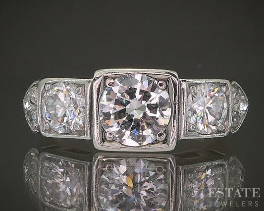 Antique 14k Two Tone Gold OEC Natural 1.98ctw Diamond Engagement Ring p18604